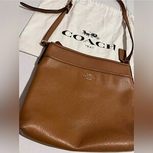 Coach F28035 Pebbled Leather File Crossbody Shoulder Handbag Purse Brown